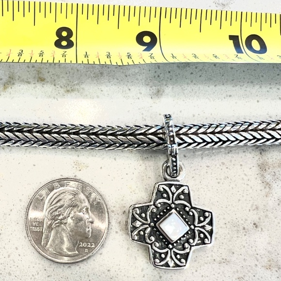 19-1/2" STERLING WOVEN ROPE NECKLACE WITH REMOVABLE TWO SIDED PENDANT - Picture 9 of 16